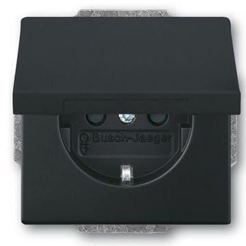 Busch-Jaeger Wandcontactdoos met randaarde klapdeksel 1V, Nieuw, Stopcontact