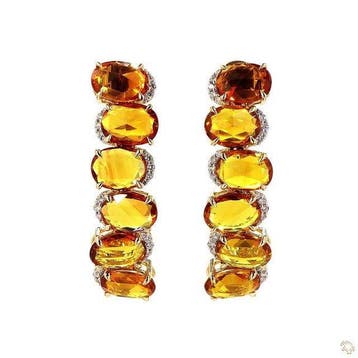 Oorbellen - 14 karaat Geel goud - 13.35ct. tw. Saffier -, Nieuw