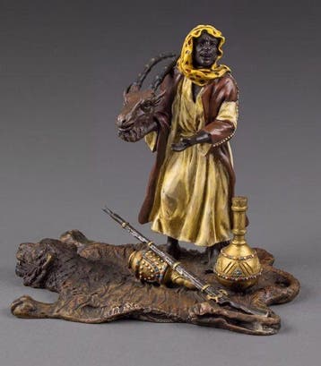 Beeld, Arabische jager - 14.5 cm - Brons