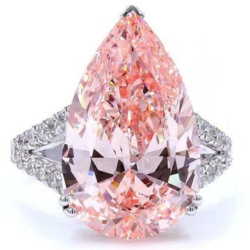 Ring - 18 karaat Witgoud - 10.98ct. tw. Roze Diamant (Fancy, Nieuw