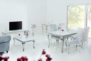 Elegante salontafel MODERN BAROK 100cm zilver met wit, Ophalen of Verzenden, Nieuw