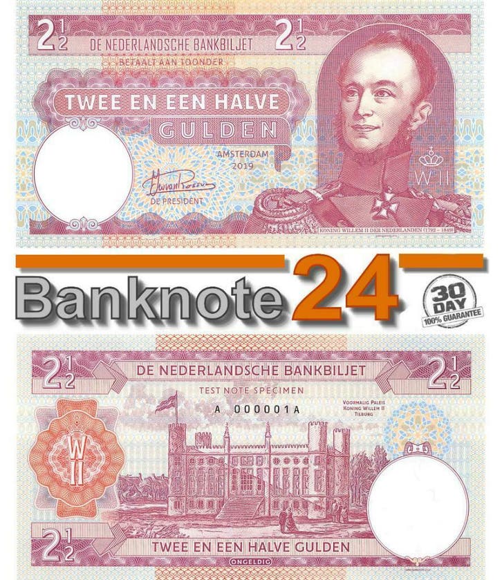 Nederland 2½ Gulden 2019 King Willem II 1792-1849 Specimen, Postzegels en Munten, Bankbiljetten | Nederland, Los biljet, Ophalen of Verzenden