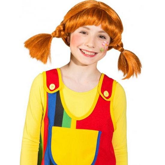 Kopere pruik met vlechten aan de zijkant - Kinderpruiken, Hobby en Vrije tijd, Feestartikelen, Verzenden