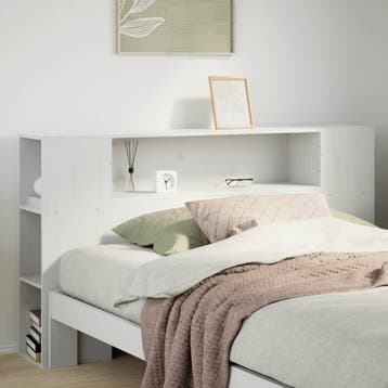 vidaXL Hoofdbord met opbergruimte 160 cm massief grenenhout, Verzenden, Nieuw, Wit, Hout