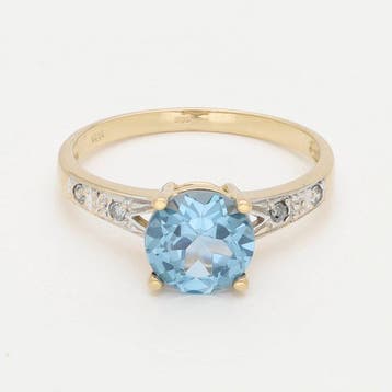 Ring - 14 karaat Geel goud - Synthetische Spinel, Nieuw