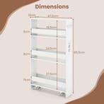 LIVSK Slanke Opbergkar op Wieltjes - 4 Niveaus - Geïntegreer, Verzenden, Nieuw