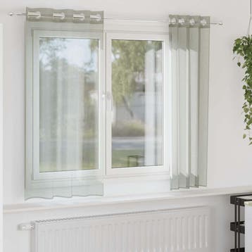 vidaXL Gordijnen voile met doorvoertules 2 st 140x140 cm, Verzenden, Nieuw, Grijs