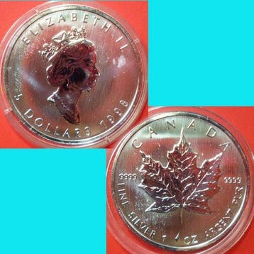 Canada. Elizabeth II. 5 Dollars 1998, Maple Leaf, 1 Oz