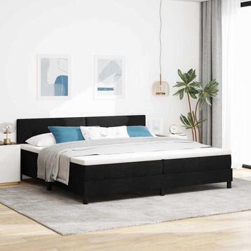 vidaXL Boxspring bed met LED-stripverlichting Zwart 200 x, Verzenden, Zwart, Stof, Nieuw
