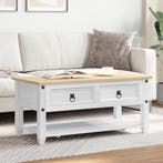 vidaXL Salontafel met lade Wit 100 x 48 x 45 cm Massief, Huis en Inrichting, Minder dan 50 cm, Verzenden, Nieuw, Minder dan 50 cm