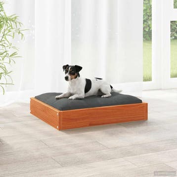 vidaXL Hondenbed Wasbruin 51,5 x 44 x 9 cm Massief Vurenhout, Dieren en Toebehoren, Verzenden, Nieuw