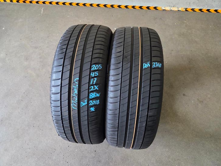 205/45/17 88W* MICHELIN ZOMERBANDEN 6,6MM PROFIEL 2X, Auto-onderdelen, Banden en Velgen, 17 inch, Erkend duurzaam, Zomerbanden