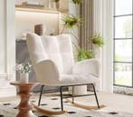 Fleece Schommelstoel – Wit – Comfortabele Fauteuil Zitting, Verzenden, Nieuw