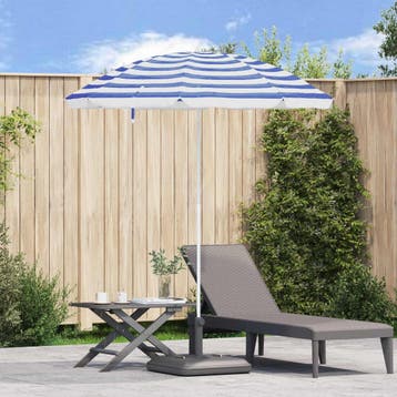 vidaXL Tuinparasol 170T polyester Blauw en Wit, Verzenden, Nieuw