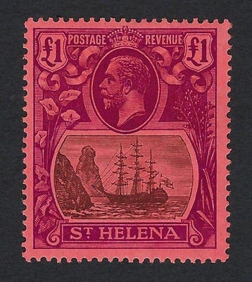 Sint-Helena 1922 - Koning George V en Schip £1 grijs en, Gestempeld