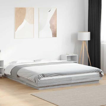 vidaXL Bedframe met LED-verlichting grijs sonoma eiken, Verzenden, 200 cm, Grijs, 160 cm