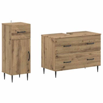 vidaXL 2-delige Badkamerkast Set HAARLEM Artisanaal eiken, Verzenden, Nieuw
