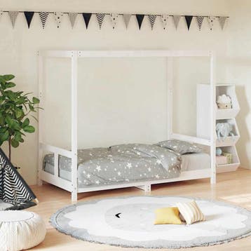 vidaXL Kinderbedframe 80x160 cm massief grenenhout wit, Kinderen en Baby's, Verzenden, Nieuw