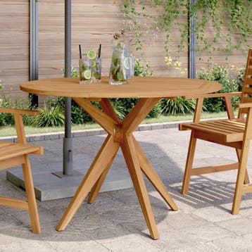 vidaXL Tuintafel rond Ø110x75 cm massief acaciahout, Verzenden, Nieuw, Hout