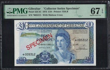 Gibraltar. - 10 Pounds - 1975 - Collector Series Specimen -