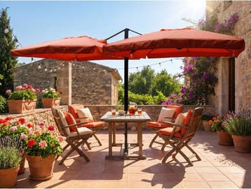 Veiling - Dubbel hangende parasol oranje 2 * 300x300 cm, Nieuw