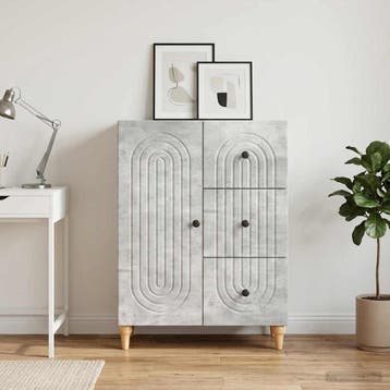 vidaXL Dressoir met lade Betongrijs 66 x 34,5 x 90 cm, Verzenden, Nieuw, Overige houtsoorten, Minder dan 50 cm