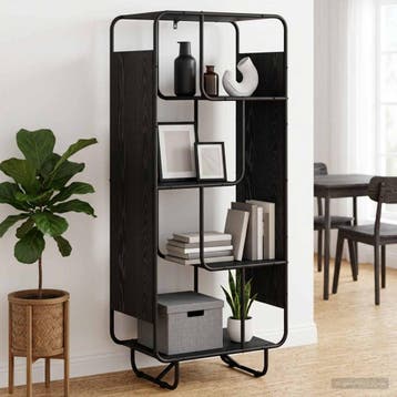 vidaXL buffetkast Zwart eiken 60 x 37,5 x 144 cm Bewerkt, Minder dan 50 cm, Verzenden, Nieuw, Minder dan 100 cm