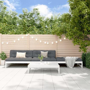 vidaXL 4-delige Loungeset met kussens massief hout wit, 4 zitplaatsen, Verzenden, Nieuw, Loungeset