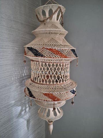 Lamp - gevlochten katoen - Vintage lamp