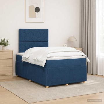 vidaXL Boxspringbed met matras met hoofdeinde Blauw 120 x, Verzenden, Nieuw, Twijfelaar, Blauw