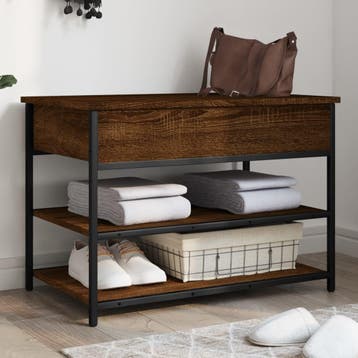 vidaXL Schoenenbankje 70x42,5x50 cm bewerkt hout bruin, Verzenden, Nieuw