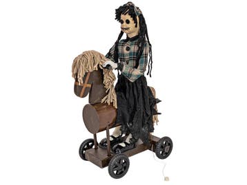 EUROPALMS Halloweenfiguur: Meisje Op Pony, Geanimeerd, 90 Cm, Kinderen en Baby's, Speelgoed | Poppen, Verzenden, Nieuw, Overige typen