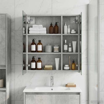 vidaXL Badkamer spiegelkast Beton Grijs 60 x 14,5 x 70 cm, Verzenden, Nieuw