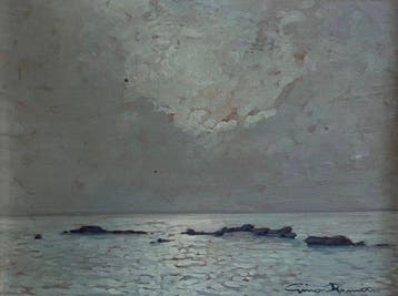 Gino Romiti (1881-1967) - Marina con scogli affioranti