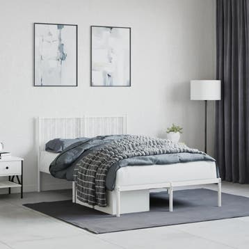 vidaXL Bedframe met hoofdbord metaal wit 120x200 cm, Verzenden, Wit, Nieuw, Twijfelaar