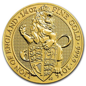 Gouden Queens Beasts Lion of England 1/4 oz 2016, Verzenden, Overige landen, Losse munt, Goud