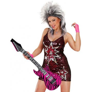 Opblaas gitaar met roze zebra print - Opblaas decoratie, Verzenden, Nieuw