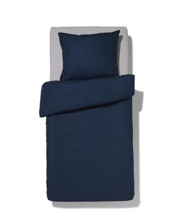HEMA Dekbedovertrek 140x200/220cm zacht katoen donkerblauw, Verzenden, Nieuw, Blauw