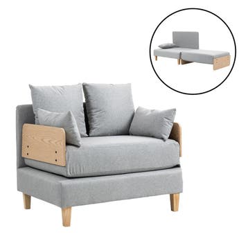 Slaapbank Seinlus 1-zits 81x88x68 cm lichtgrijs [en.casa], Verzenden, Nieuw