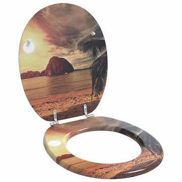 vidaXL Zachte sluit toiletbril Oranje 44 x 38 cm MDF-plaat, Verzenden, Nieuw