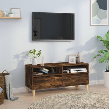 vidaXL Tv-meubel 100x34,5x44,5 cm bewerkt hout gerookt, Minder dan 50 cm, Verzenden, Nieuw, Minder dan 100 cm