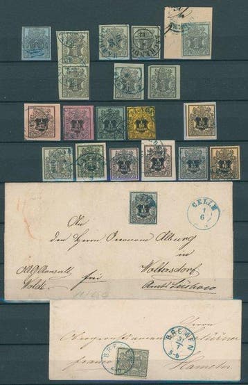 Hannover 1850/1867 - over lange stukken vrijwel complete, Postzegels en Munten, Gestempeld