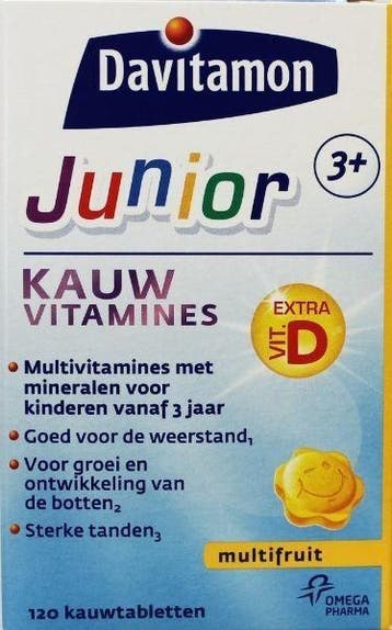 Davitamon Junior 3+ multifruit - 120 kauwtabletten 120, Diversen, Verzenden, Nieuw