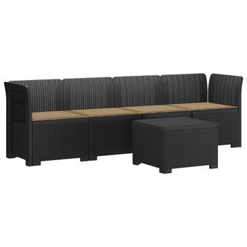 vidaXL 4-Persoons Tuin Sofa met Kussens Rieten Look PP, Verzenden, Nieuw
