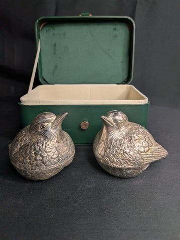 Zout- en pepervaatjes (2) - vogel - Verzilverd