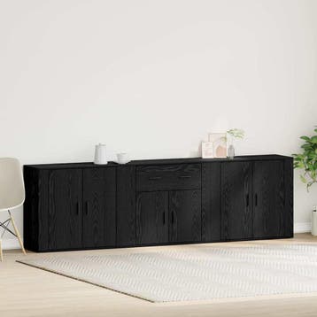 vidaXL Dressoir Zwart Eiken 240 x 33 x 70 cm Bewerkt hout, Huis en Inrichting, Verzenden, Nieuw, Overige houtsoorten, Minder dan 50 cm