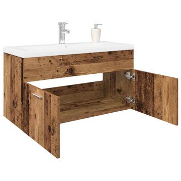 vidaXL Wastafelkast met ingebouwde wasbak bewerkt hout oud, Verzenden, Nieuw, Wastafelkast