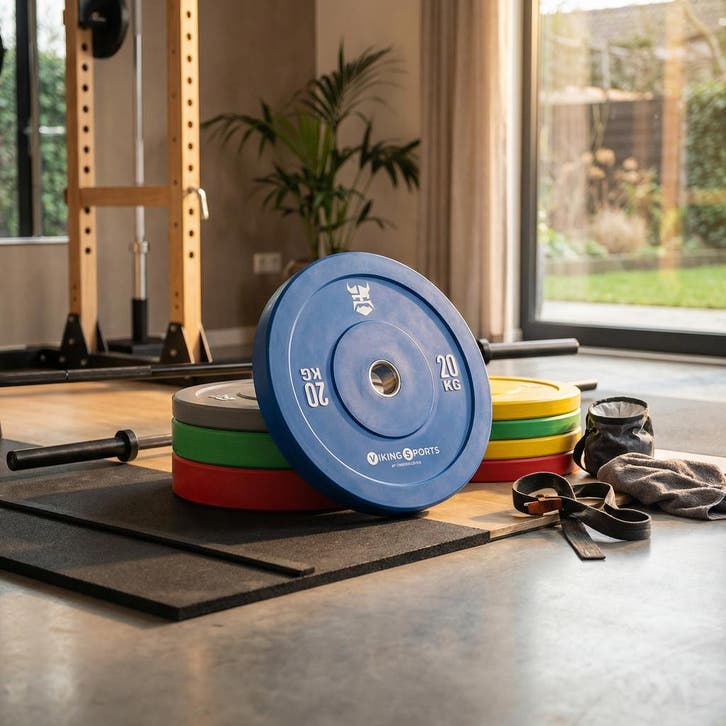 Viking Bumper Plate 20kg | Blauw | A-kwaliteit | Beste Prijs, Sport en Fitness, Fitnessmaterialen, Rug, Nieuw, Halterschijven