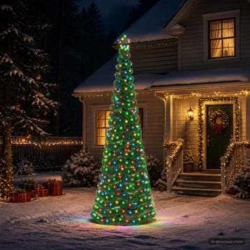 vidaXL Led-kerstboom met tinsel en grondpen EKENAS 250 cm, Diversen, Verzenden, Nieuw