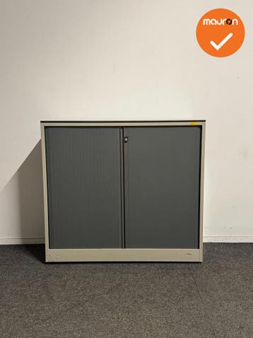 Ahrend - Roldeurkast - 110x120x45 cm - Beige met grijze d..., Werkplek, Ophalen of Verzenden, Gebruikt, Kast